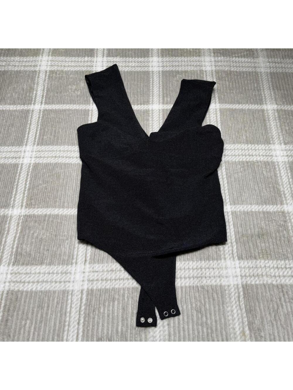 Express Women's Black and Grey Bodysuit